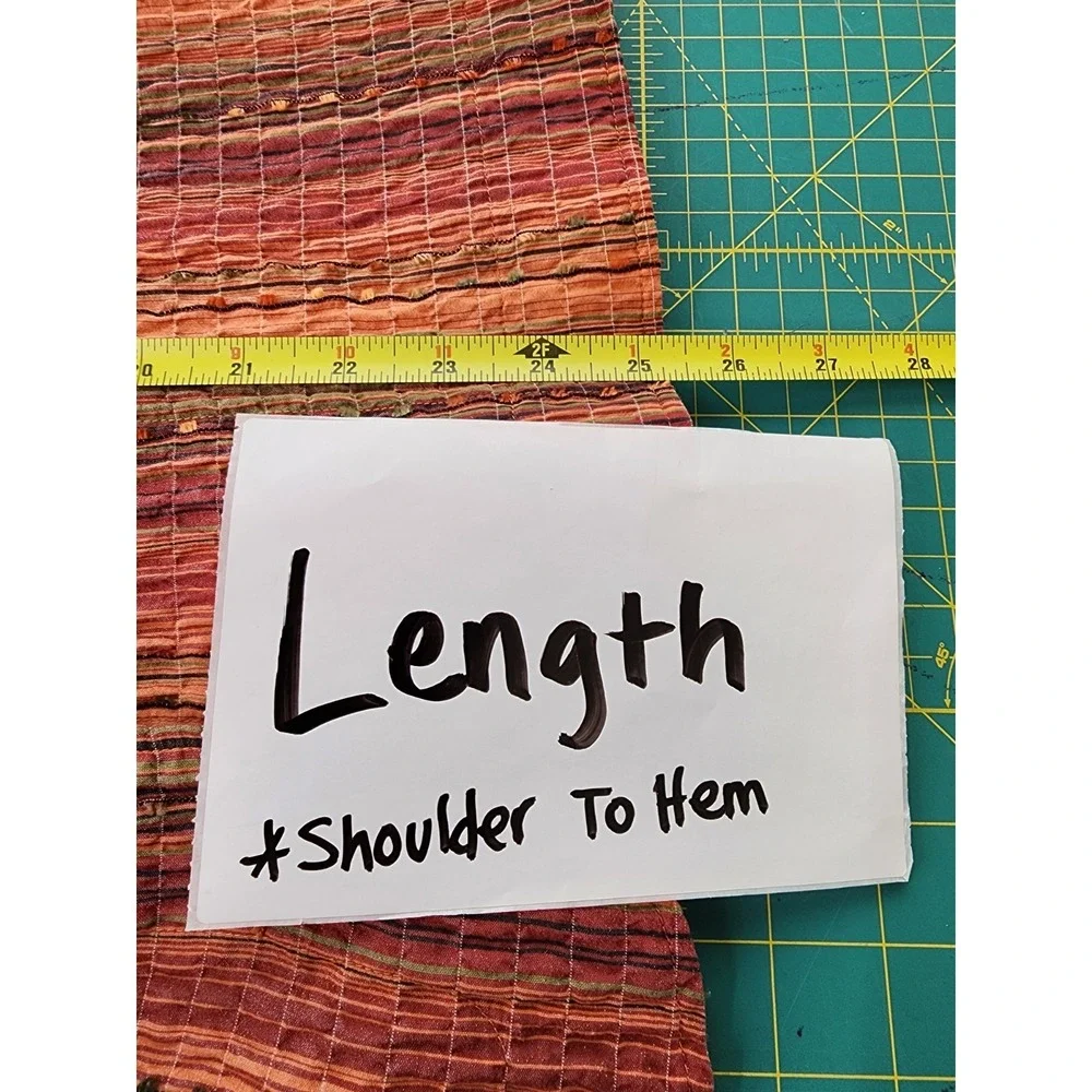 Drapers Damons Southwest Boho Top Crinkle Artsy Orange Button Up Women Large - Picture 6 of 8